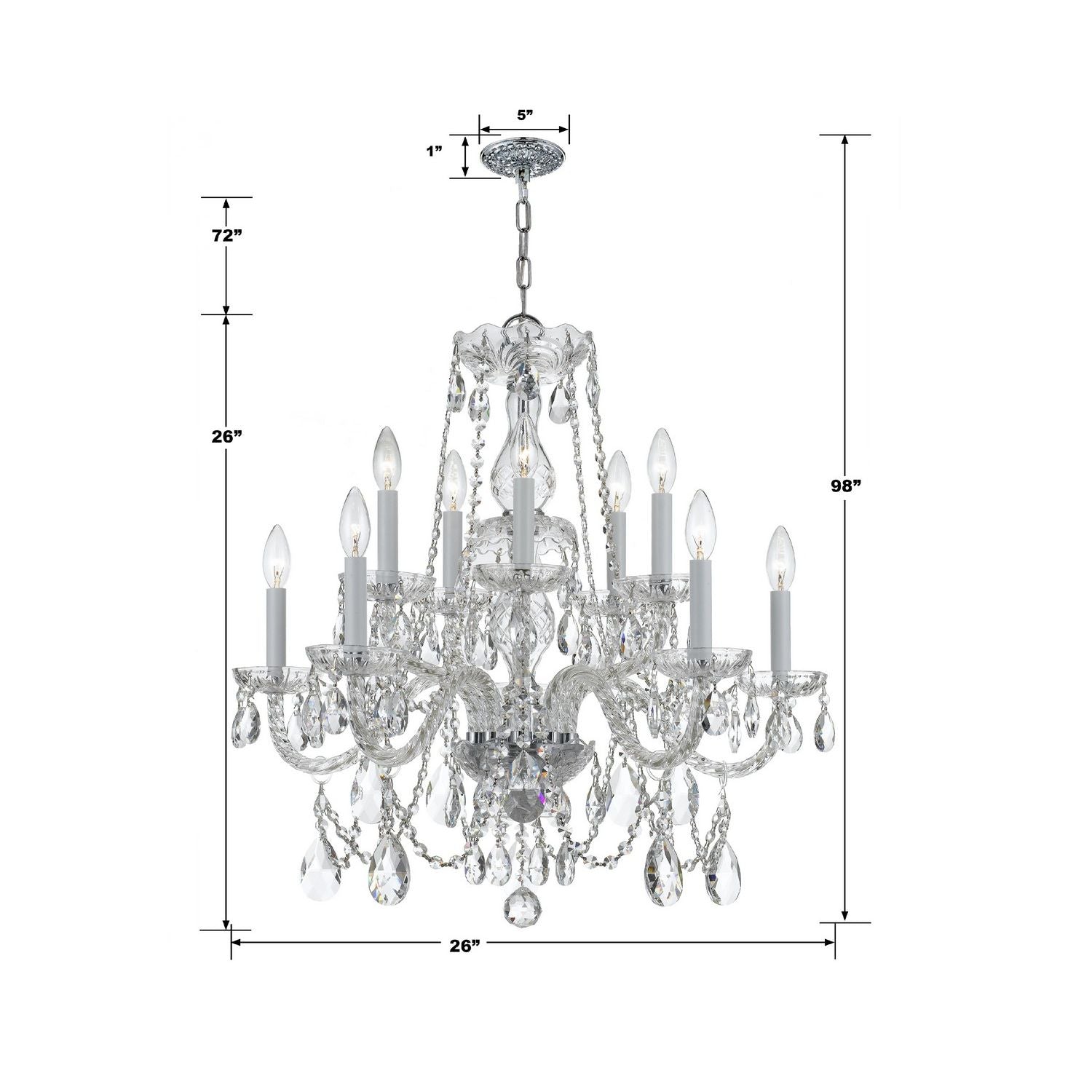 Crystorama - 1130-CH-CL-SAQ - Ten Light Chandelier - Traditional Crystal - Polished Chrome