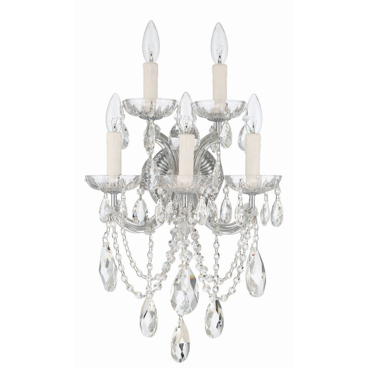 Crystorama - 4425-CH-CL-MWP - Five Light Wall Sconce - Maria Theresa - Polished Chrome