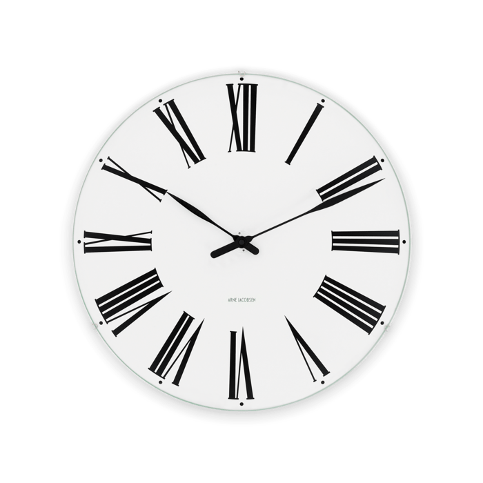 Horloge murale romaine Arne Jacobsen Clocks 43632, blanc/noir