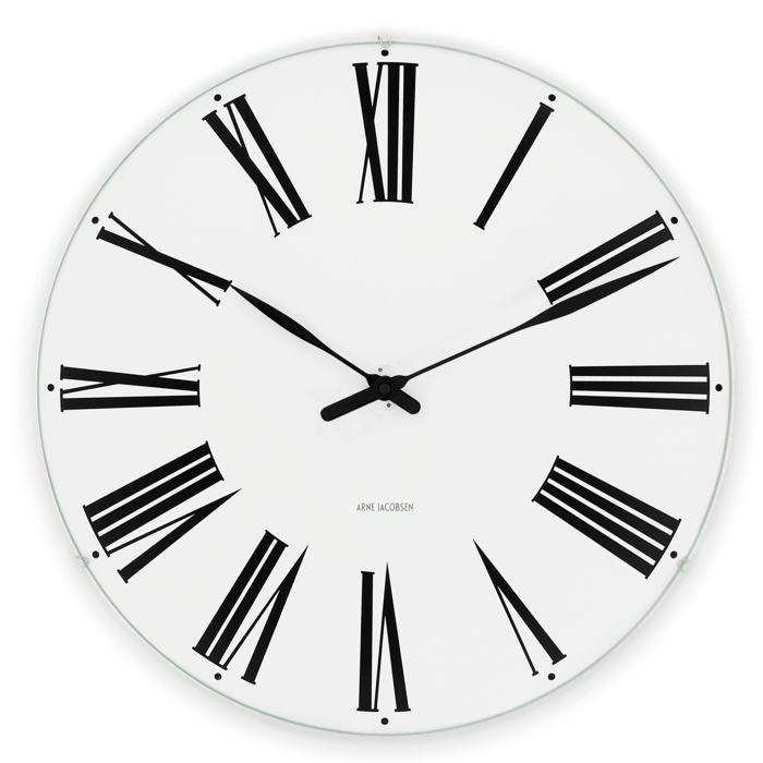 Horloge murale romaine Arne Jacobsen Clocks 43652, blanc/noir