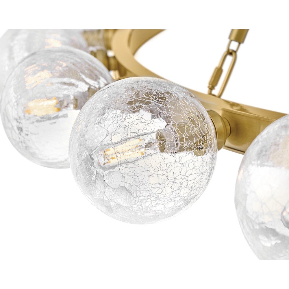 Fredrick Ramond FR30526LCB Coco Crackle Glass Chandelier in Lacquered Brass
