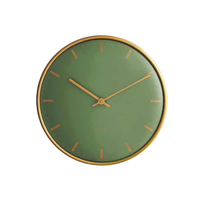 Horloge murale Arne Jacobsen Clocks 43483, modèle Hôtel de Ville, couleur verte