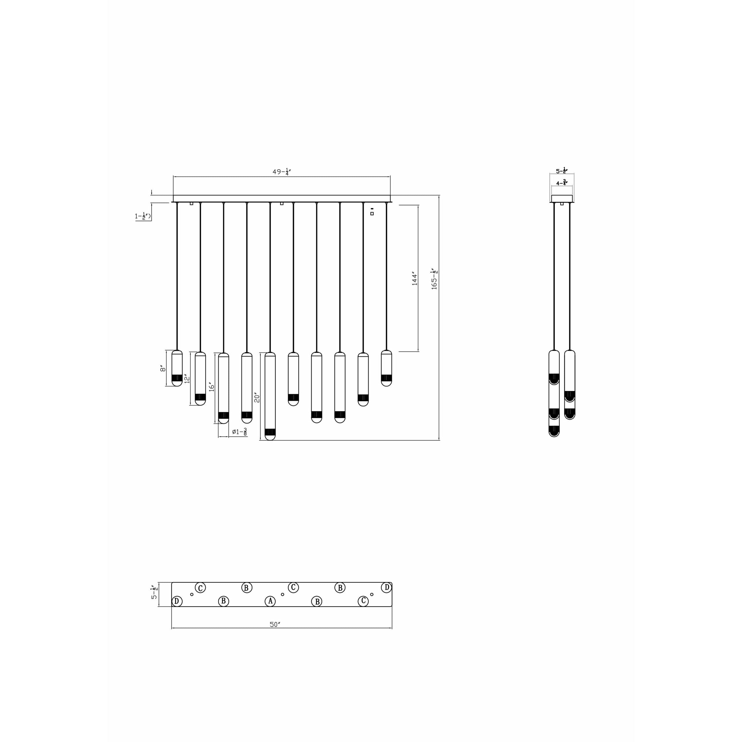 Eurofase 50129-010 Cambre LED Linear Chandelier in Matte Black