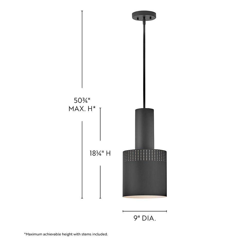 Lark 83687BK Casey Metal Shade Pendant in Black