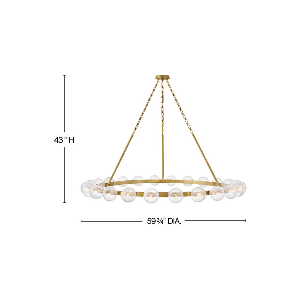 Fredrick Ramond FR30526LCB Coco Crackle Glass Chandelier in Lacquered Brass