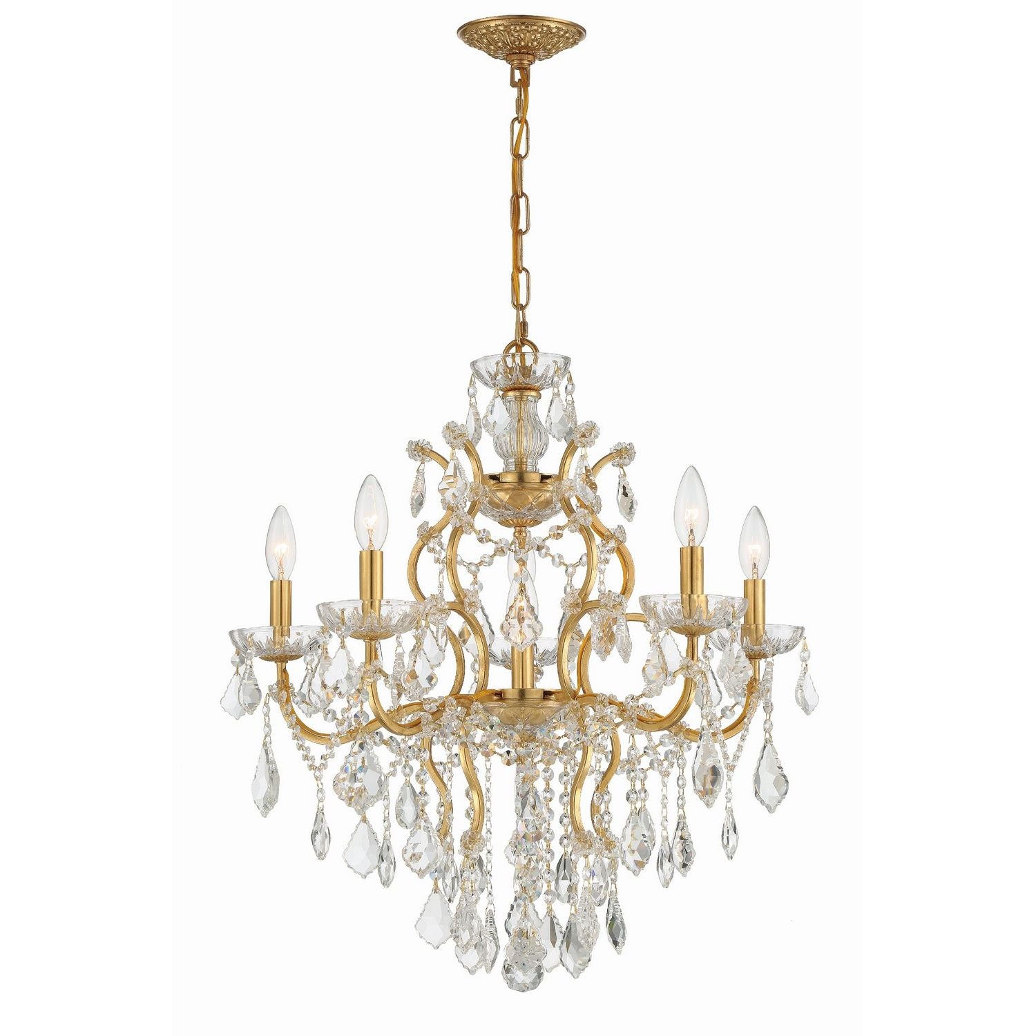 Crystorama - 4455-GA-CL-MWP - Six Light Chandelier - Filmore - Antique Gold