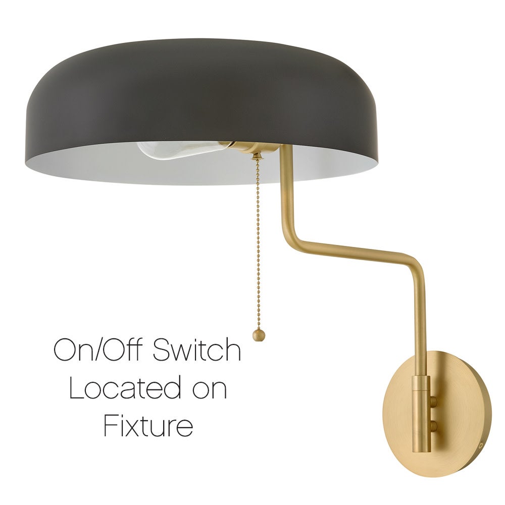 Lark 84480LCB-BK Ledger Articulating Sconce in Lacquered Brass with Black accents