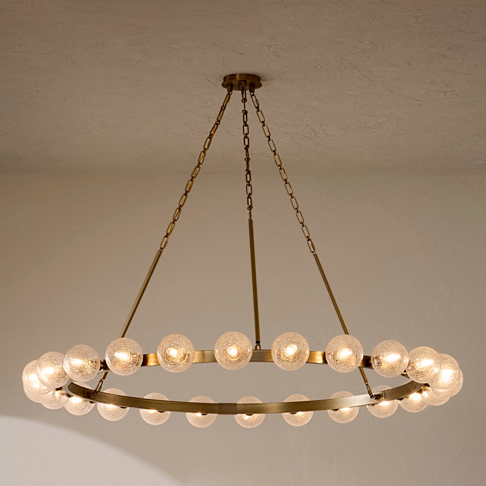 Fredrick Ramond FR30526LCB Coco Crackle Glass Chandelier in Lacquered Brass