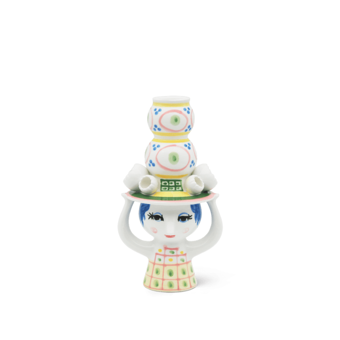 Bjørn Wiinblad 54052 Lady with Hat Candle Holder in Pink