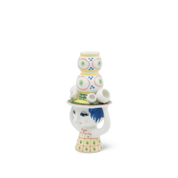 Bjørn Wiinblad 54052 Lady with Hat Candle Holder in Pink