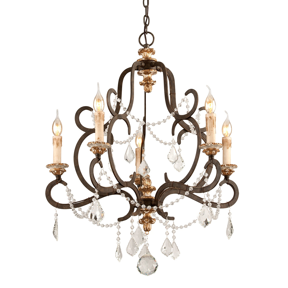 Troy Lighting Canada - F3515-PZ/DG - Cinq lampes Suspendu - Bordeaux - Parisien Brnze W Distr Gold Le