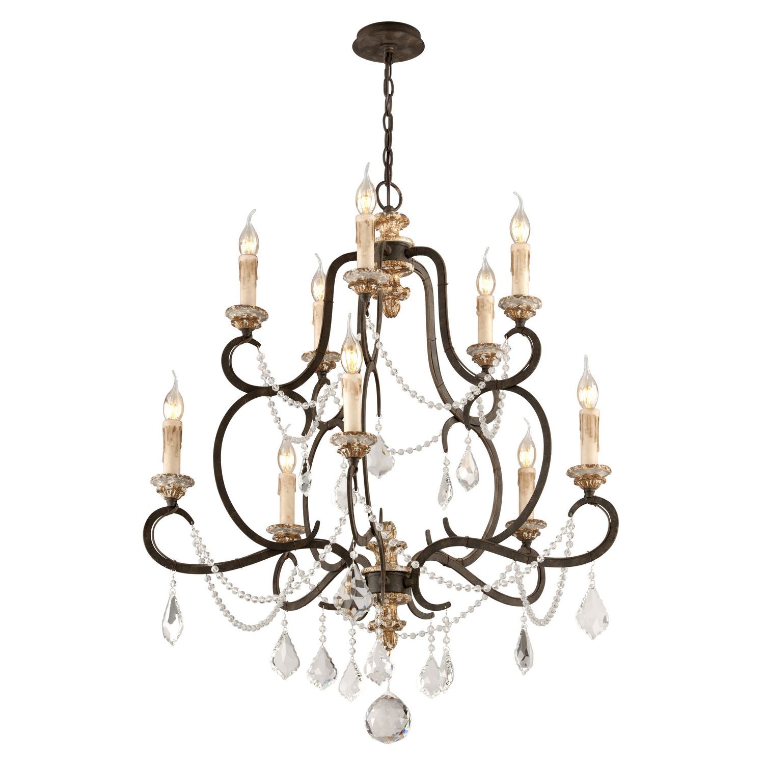 Troy Lighting Canada - F3516-PZ/DG - Dix lampes Suspendu - Bordeaux - Bronze parisien