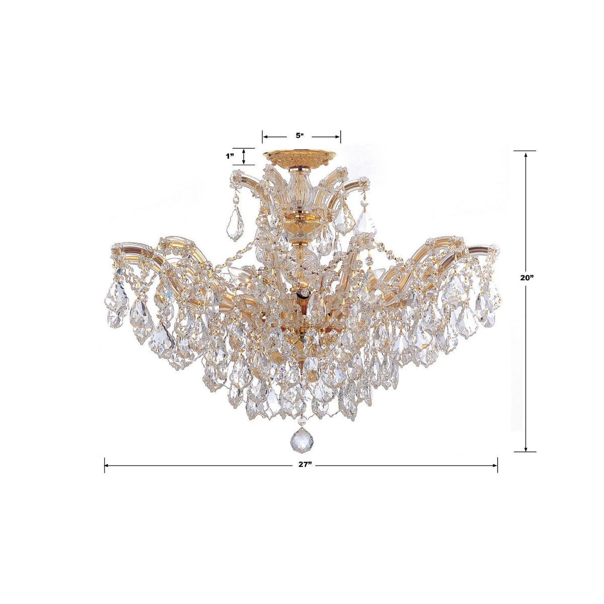 Crystorama - 4439-GD-CL-MWP_PLAFOND - Semi-silencieux à six lumières Plafonnier - Marie-Thérèse - Or