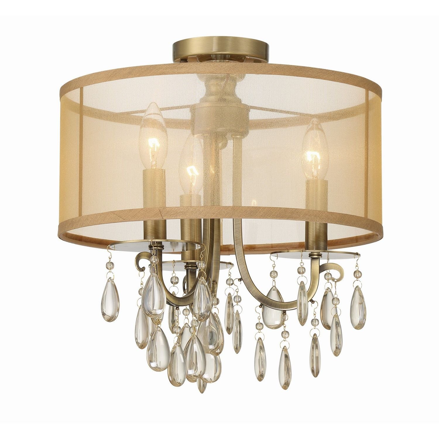 Crystorama - 5623-AB_CEILING - Three Light Semi Flush Mount - Hampton - Antique Brass