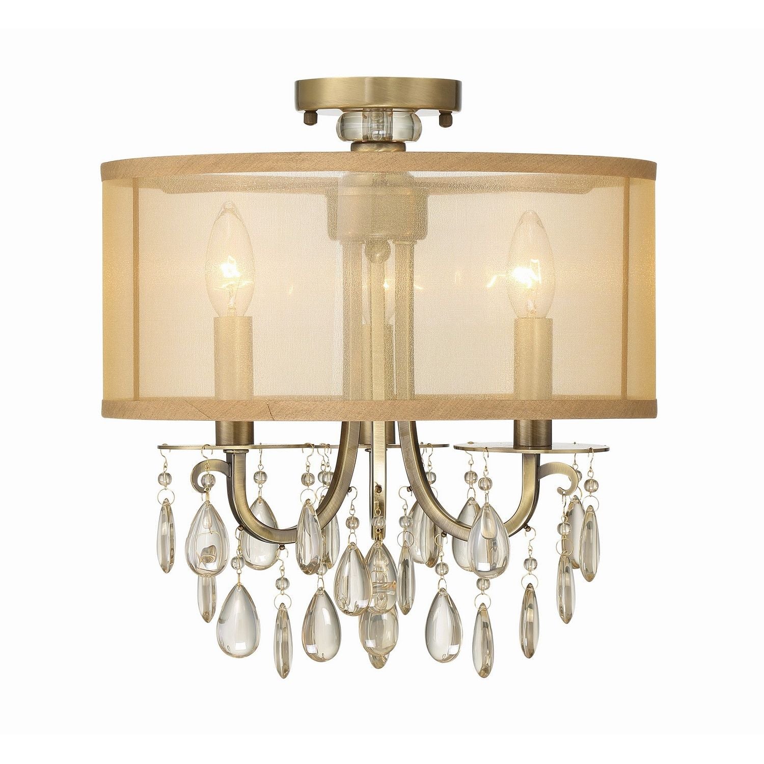 Crystorama - 5623-AB_CEILING - Three Light Semi Flush Mount - Hampton - Antique Brass