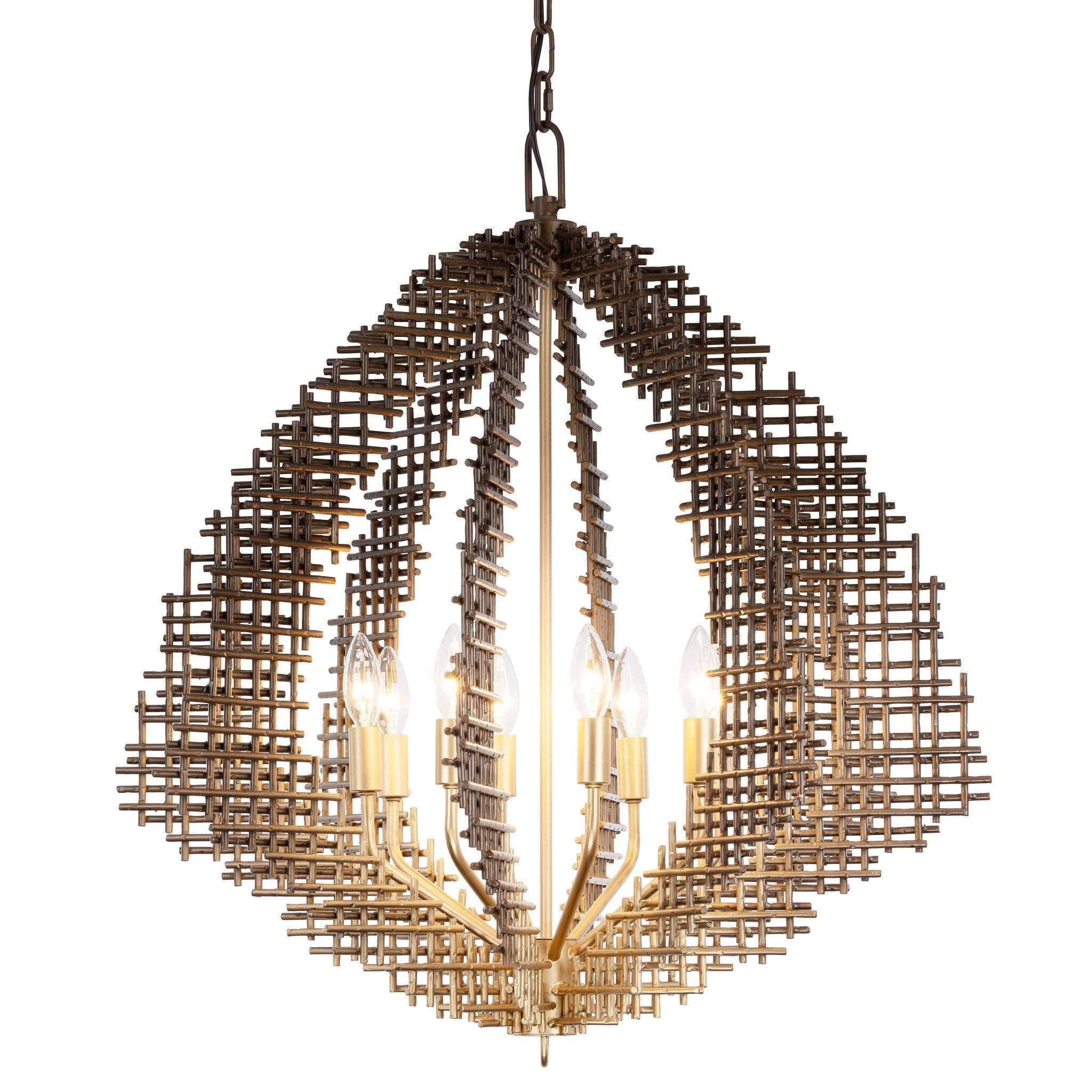 Varaluz - 559P08DBFG - Huit Lumières Suspension - Construction - Bronze foncé / Or français