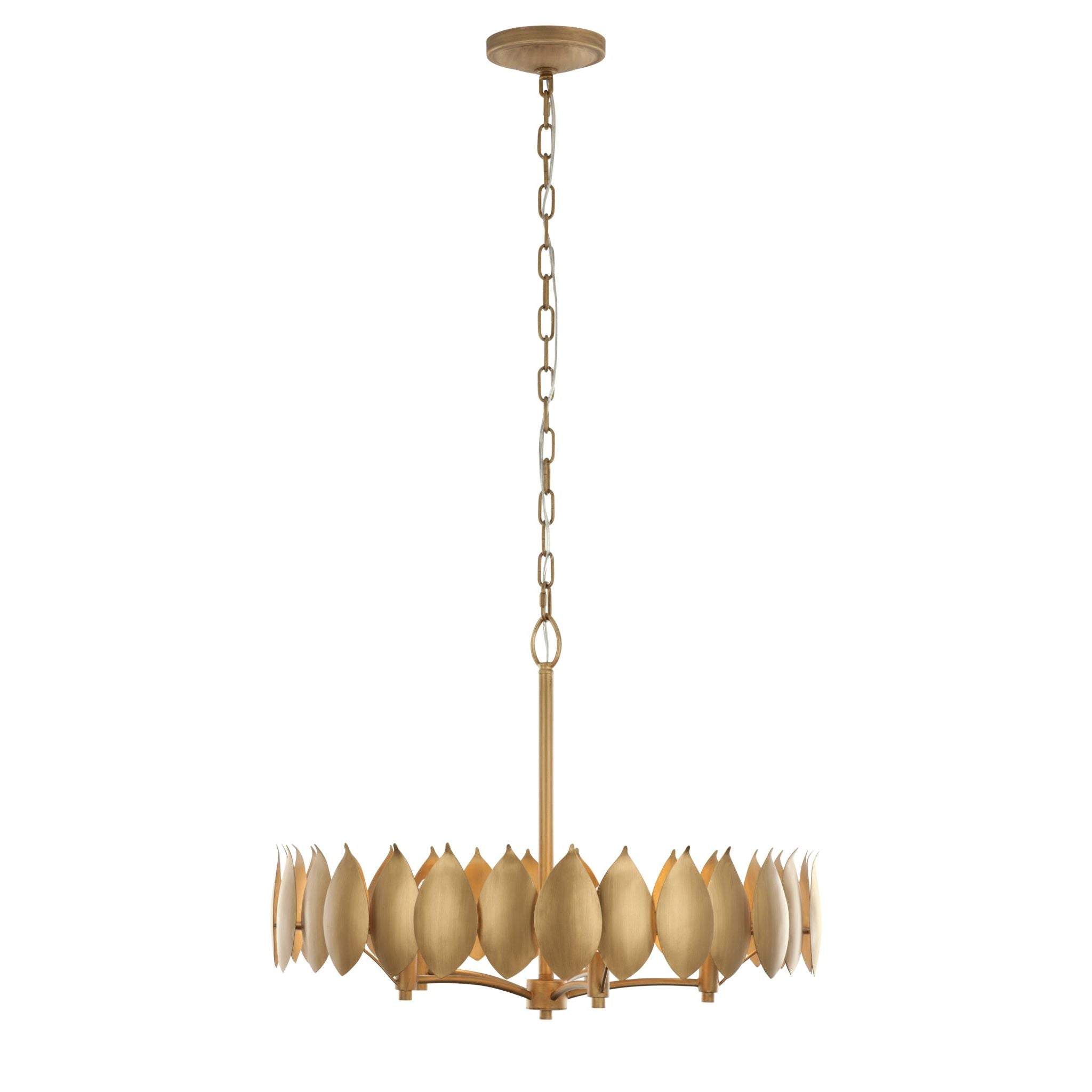 Varaluz - 560C05BK - Five Light Pendant - Petal Reign - Brass Kisser
