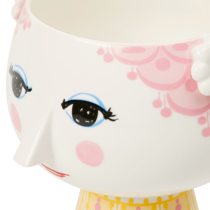 Bjørn Wiinblad 56535 Eva Flowerpot on Base in Pink/Yellow