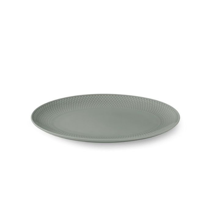 Lyngby Porcelæn 201870 Rhombe Earth Oval Serving Dish in Moss