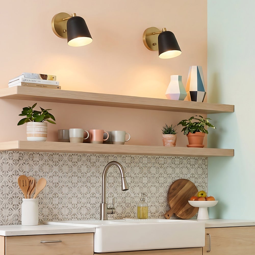 Lark 84460LCB-BK Jojo Articulating Sconce in Lacquered Brass with Black accents