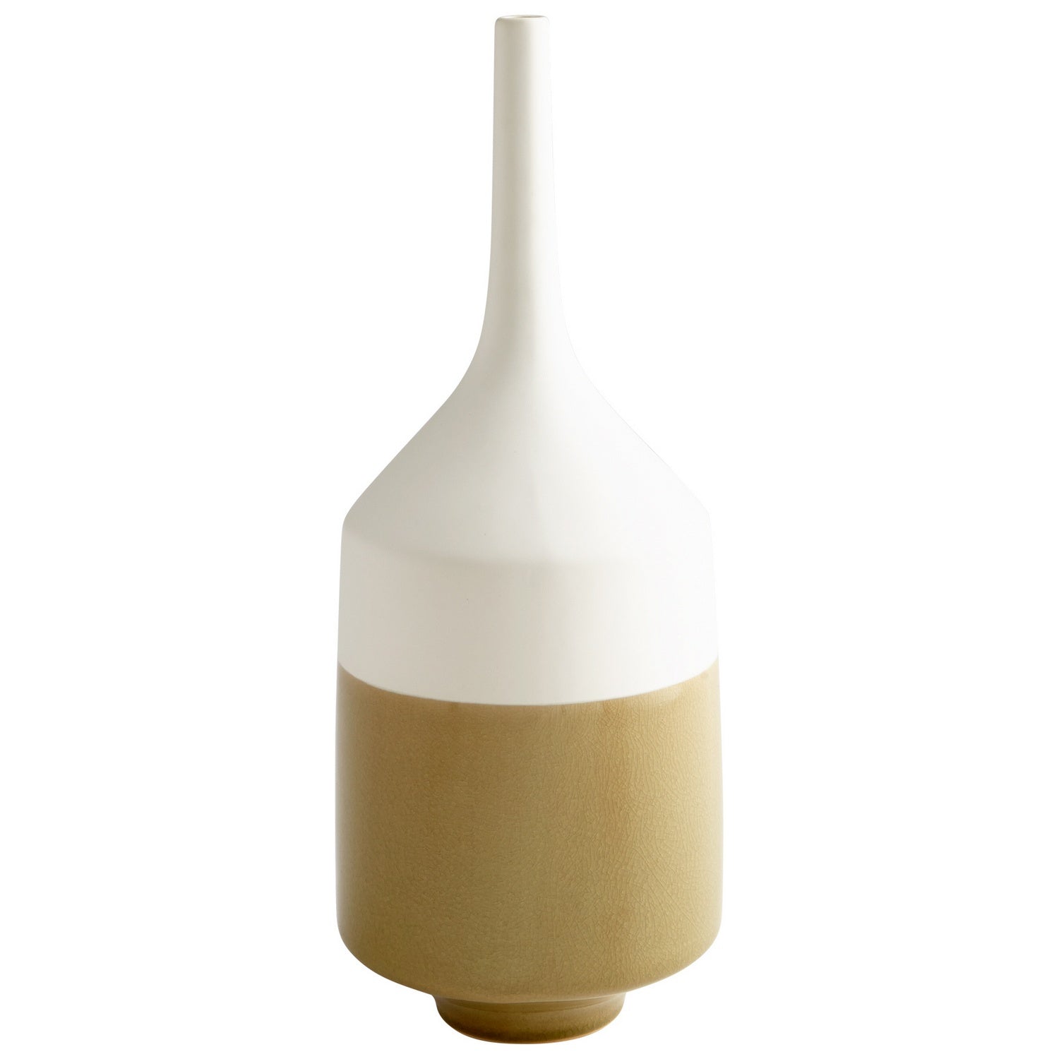 Cyan Canada - 06888 - Vase - Rainure - Craquelins blancs et olive