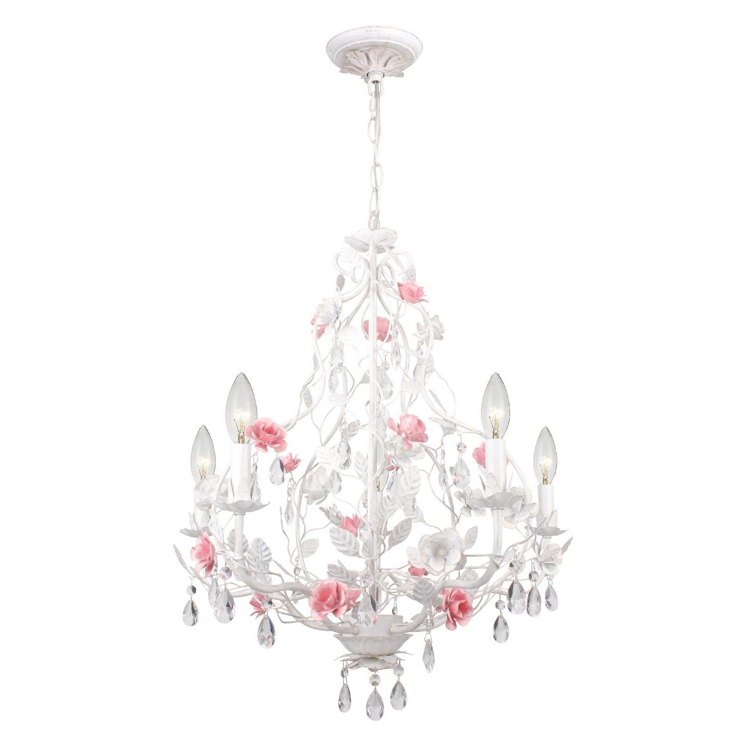 Crystorama - 4856-WW - Cinq lumières Suspendu - Lola - Blanc mouillé