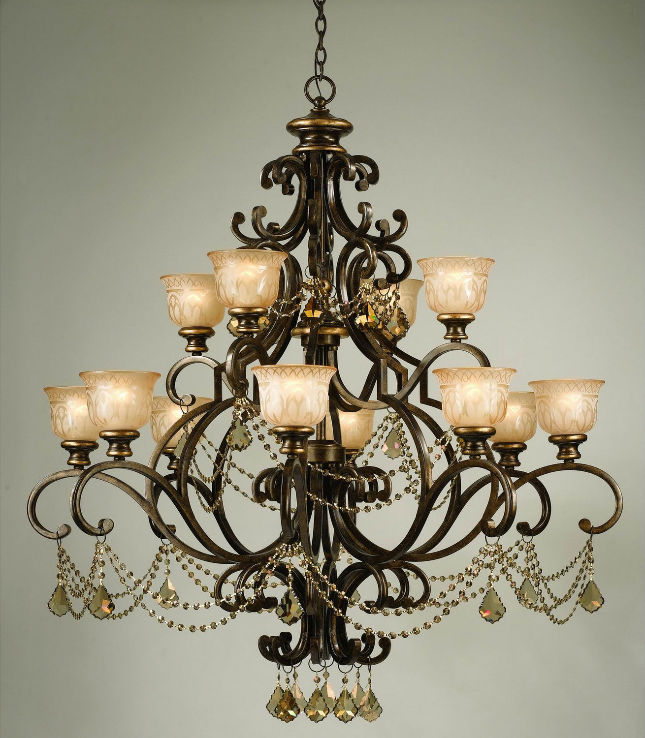 Crystorama - 7512-BU-GT-MWP - 12 Lumières Suspendu - Norwalk - Bronze Umber