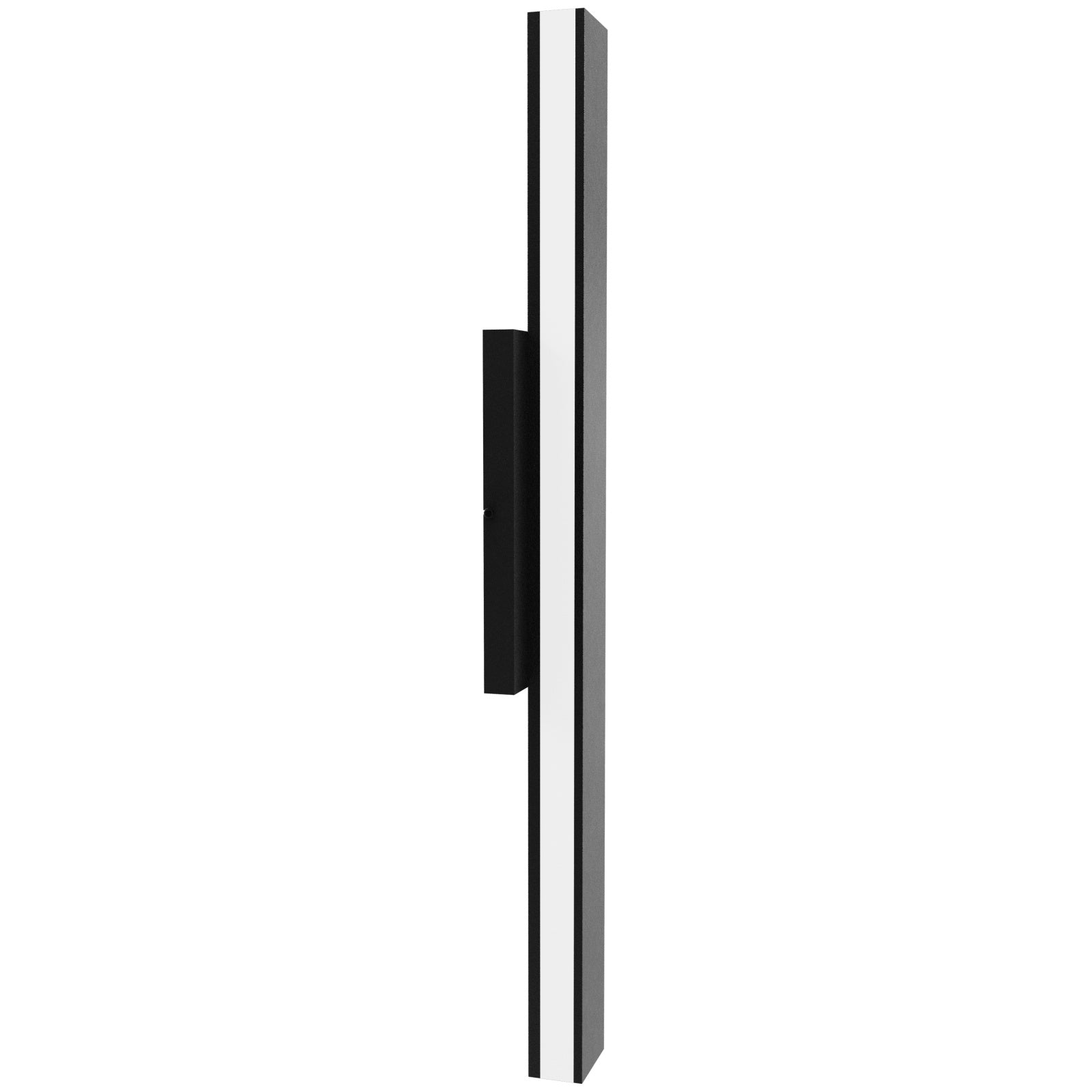 Avenue Outdoor Slim LED Wall Sconce AV2124-BLK three-quarter angle — shows white LED diffuser panel running along top edge