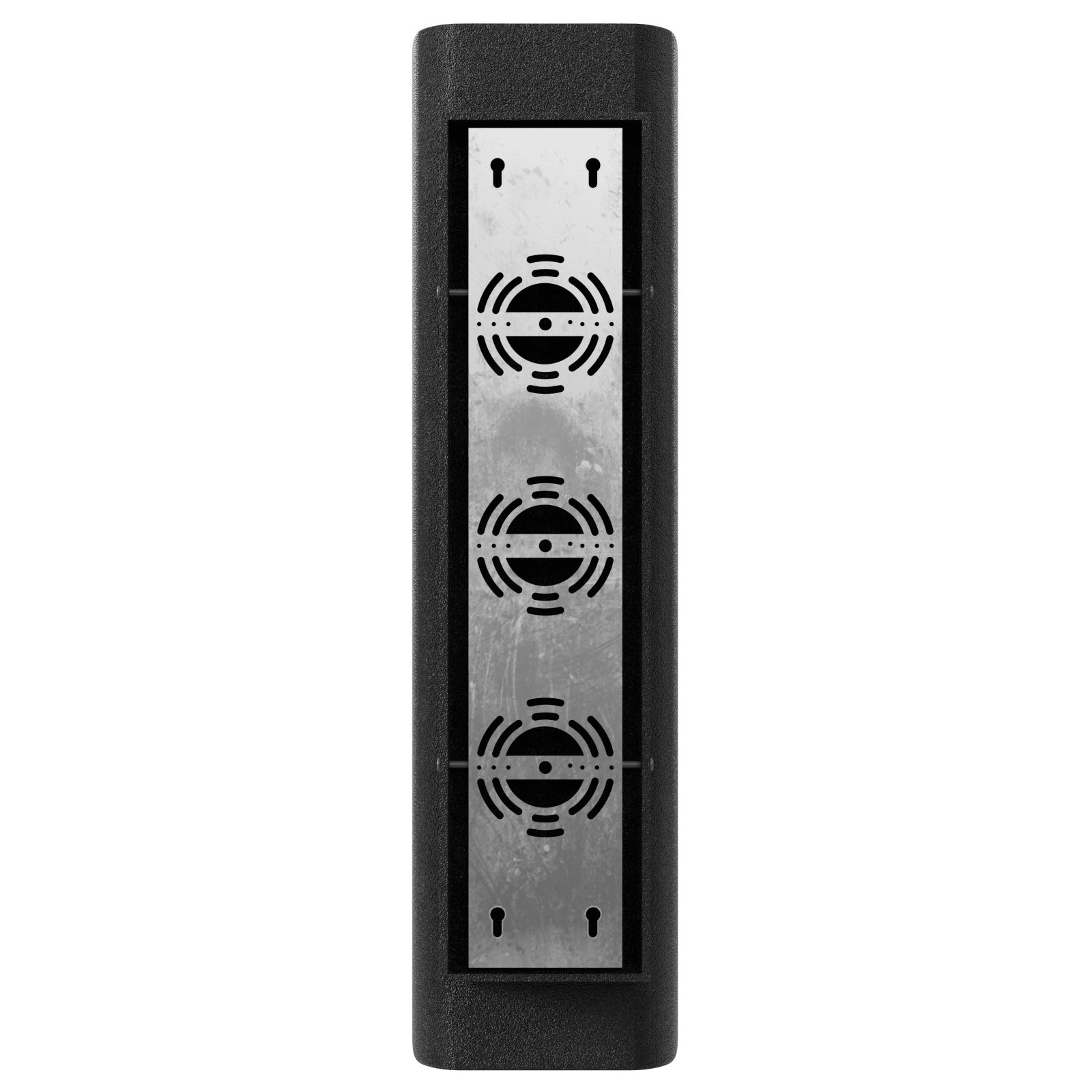 Panneau LED extérieur Avenue à 2 panneaux Murale AV2424-BLK installé dans une entrée de maison moderne — les deux panneaux sont éclairés par une lumière blanche chaude