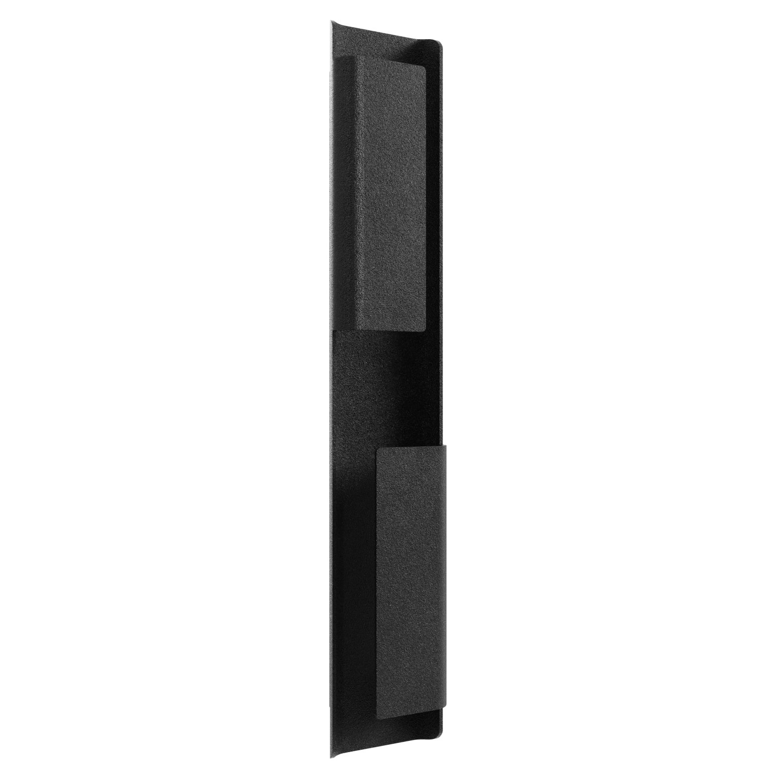 Panneau LED extérieur Avenue à 2 panneaux Murale AV2436-BLK angle trois-quarts — une barre de séparation horizontale sépare clairement les panneaux lumineux supérieur et inférieur