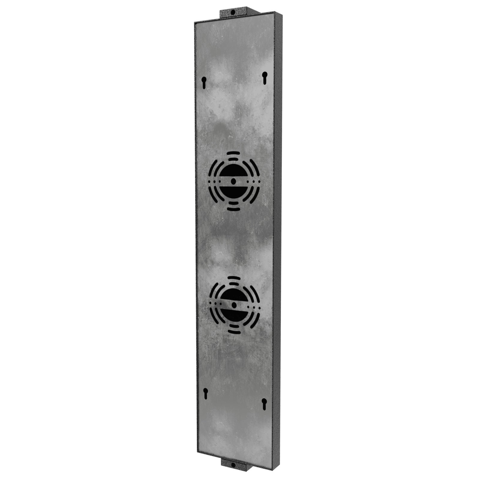 Panneau LED texturé extérieur Avenue Murale AV2924-BLK installé sur une façade moderne — lueur chaude et diffuse à travers la surface texturée