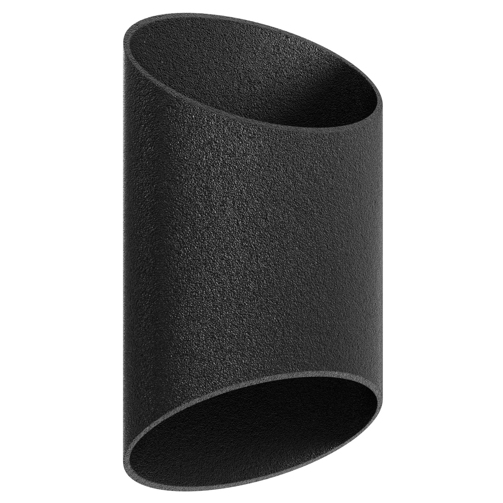 Avenue Cylindrique LED extérieure Murale AV9897-BLK angle trois quarts — section transversale circulaire du cylindre noir clairement visible