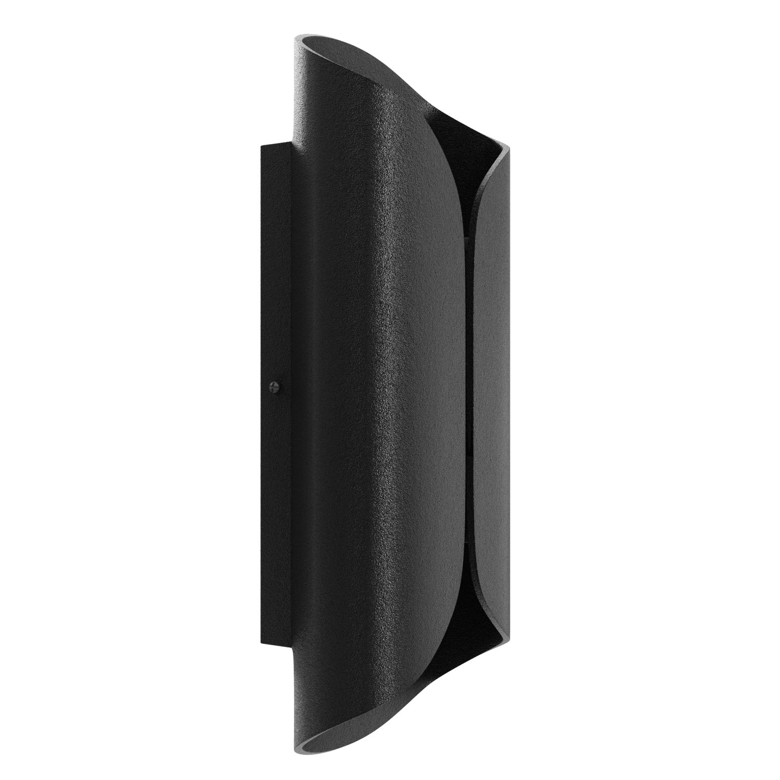 Avenue Outdoor 6"W LED Wall Sconce AV9909-BLK three-quarter angle — slim black body with frosted LED face panel and flat mounting backplate