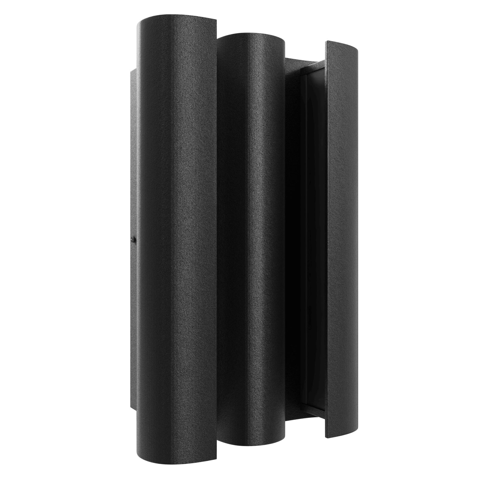 Avenue Outdoor LED 8"W Murale AV9912-BLK vue de face — Rectangle noir de 33 cm de haut et 20 cm de large avec façade LED dépolie et fond blanc