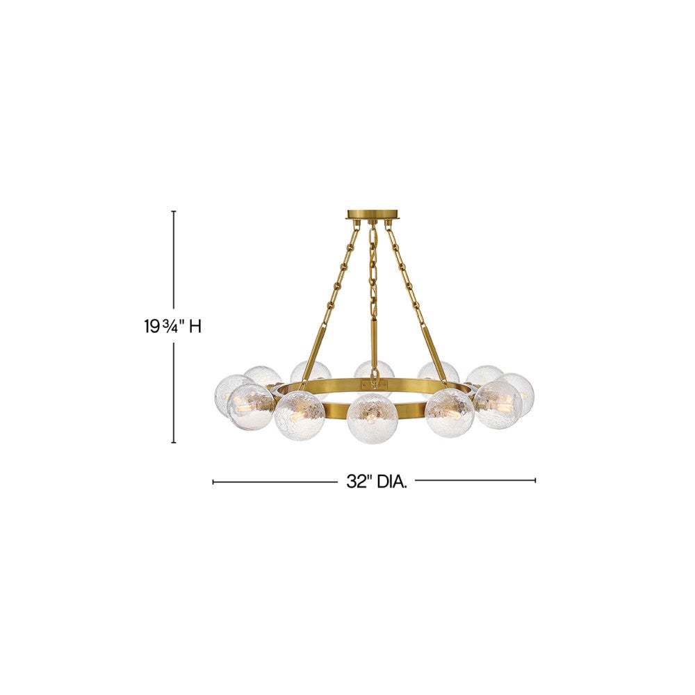 Fredrick Ramond FR30524LCB Coco Crackle Glass Chandelier in Lacquered Brass