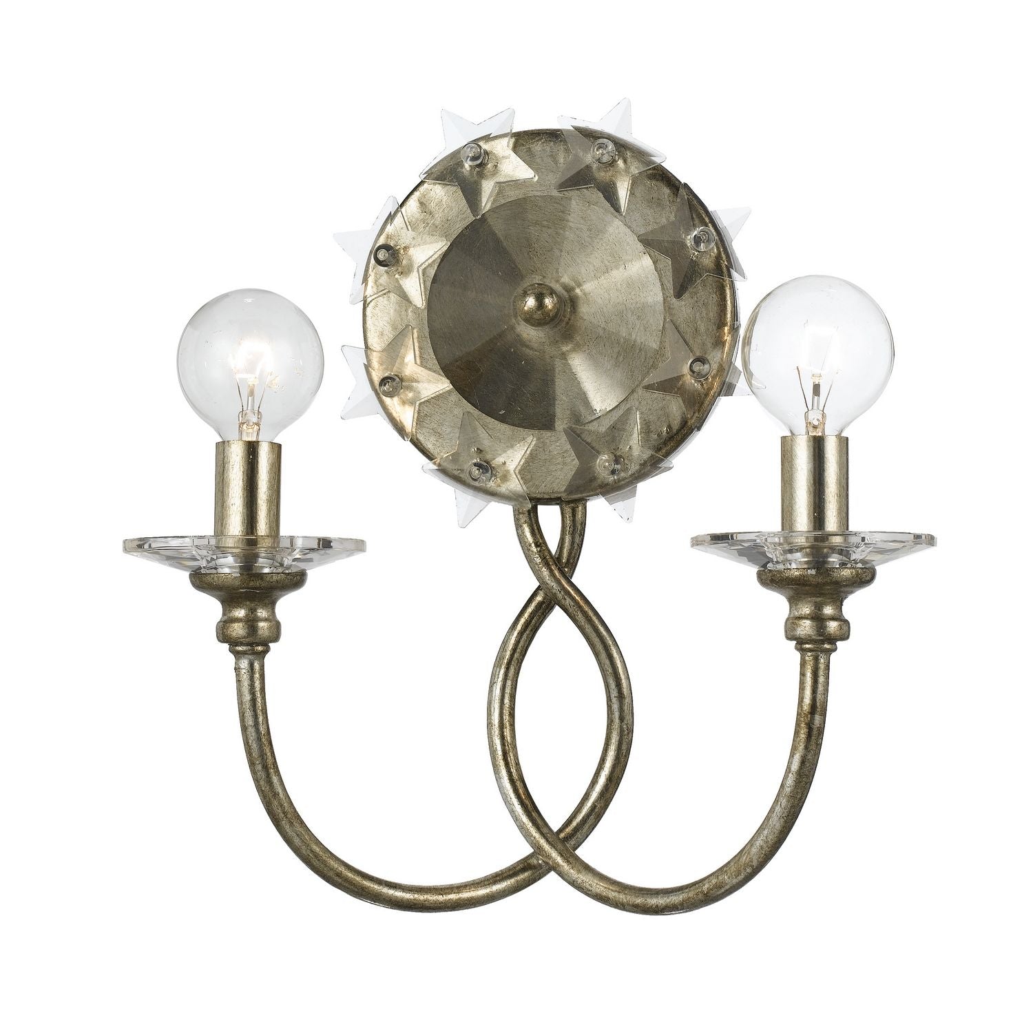 Crystorama - 442-SA - Deux lumières Murale - Saule - Argent antique