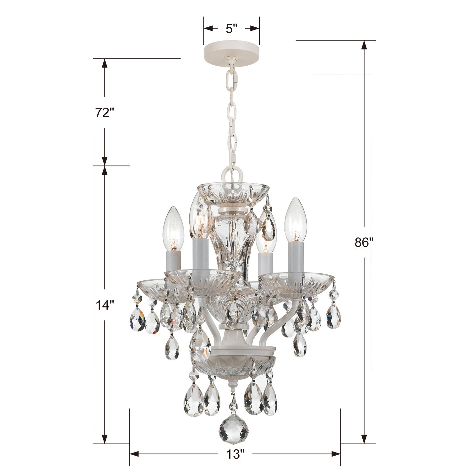Crystorama - 5534-WW-CL-I - Mini lampe à quatre lumières Suspendu - Welton - Blanc mouillé