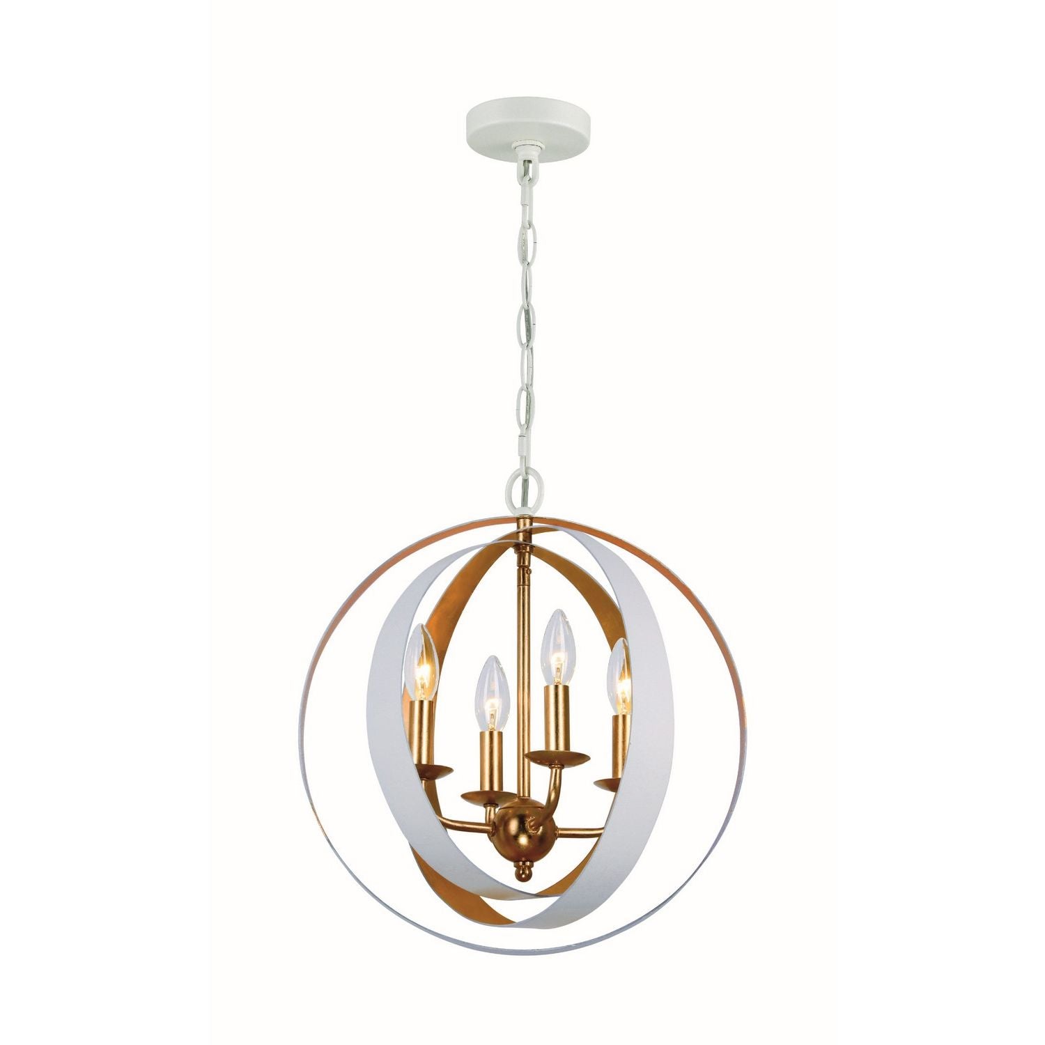 Crystorama - 584-MT-GA - Four Light Mini Chandelier - Luna - Matte White + Antique Gold