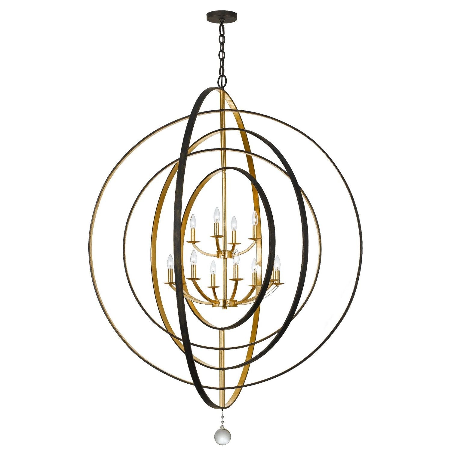 Crystorama - 590-EB-GA - 12 Lumières Suspendu - Luna - Bronze anglais + Or antique