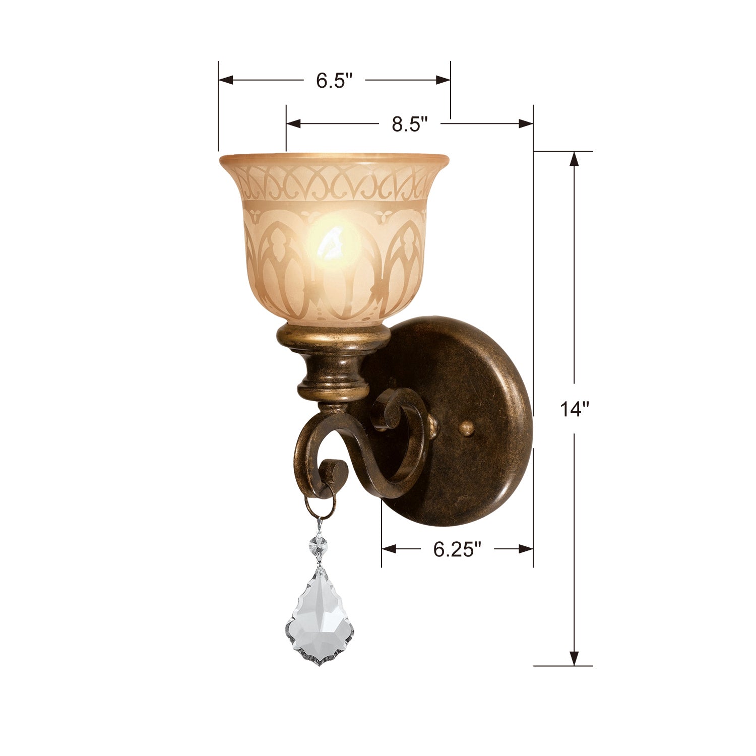 Crystorama - 7501-BU-CL-MWP - Une lampe Murale - Norwalk - Bronze Umber
