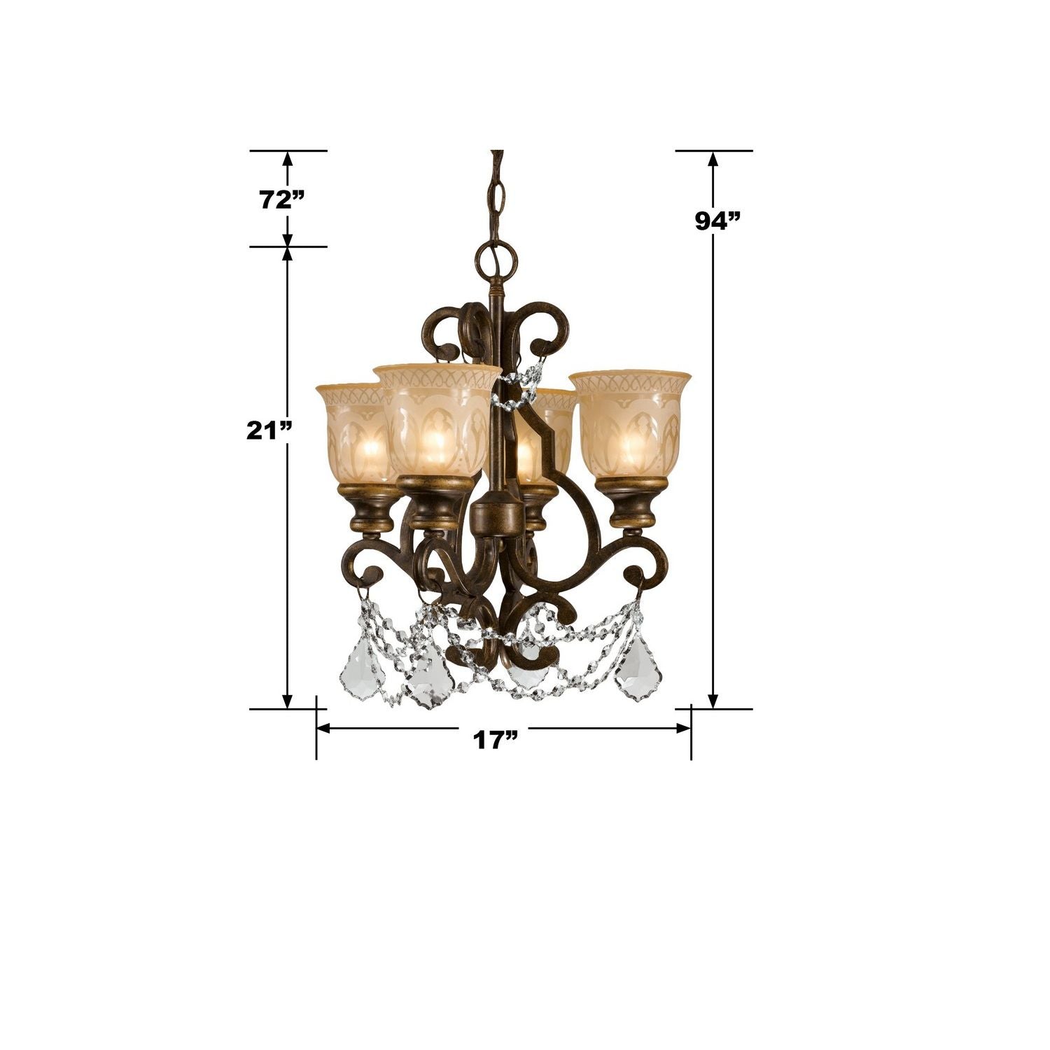 Crystorama - 7504-BU-CL-MWP - Four Light Mini Chandelier - Norwalk - Bronze Umber