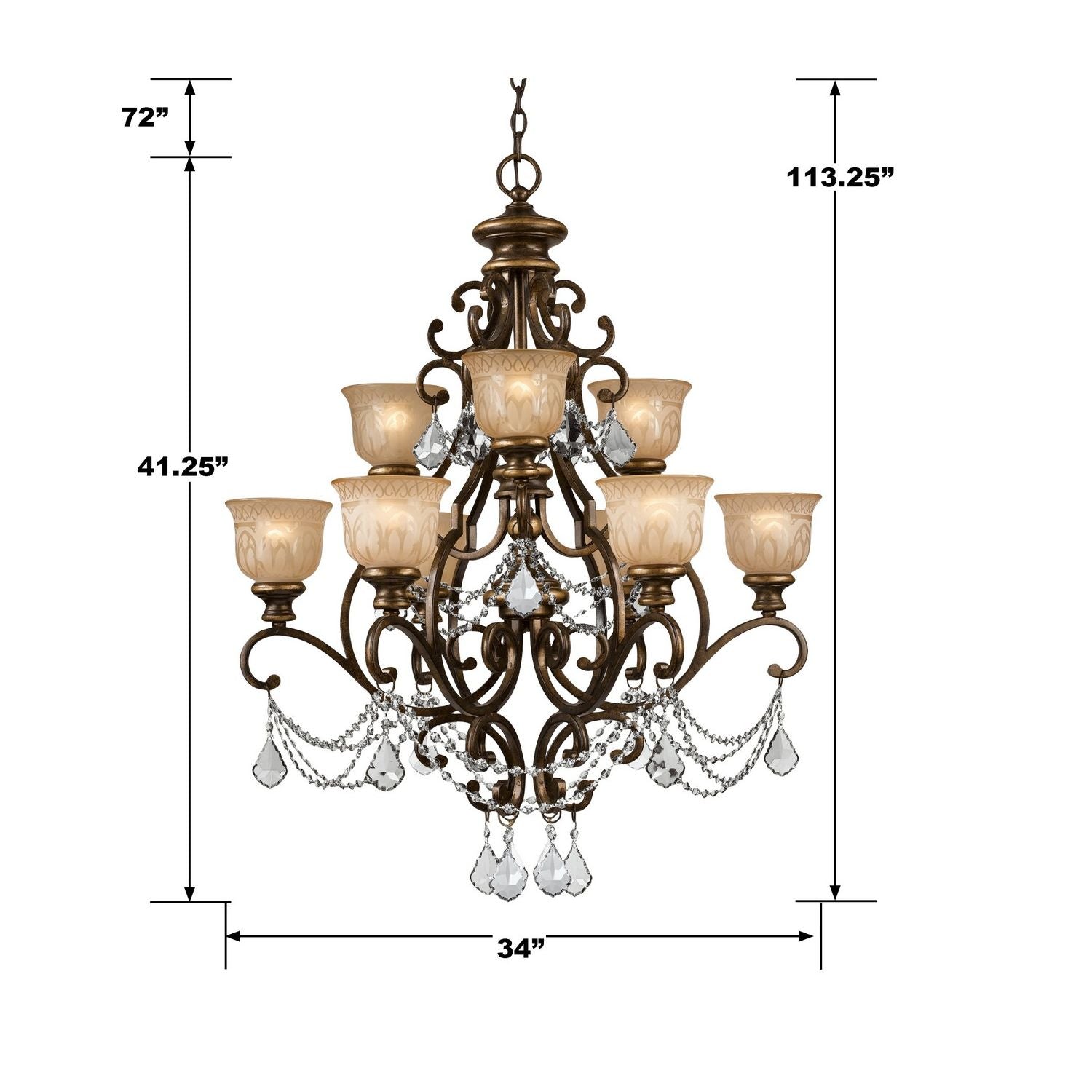 Crystorama - 7509-BU-CL-MWP - Nine Light Chandelier - Norwalk - Bronze Umber