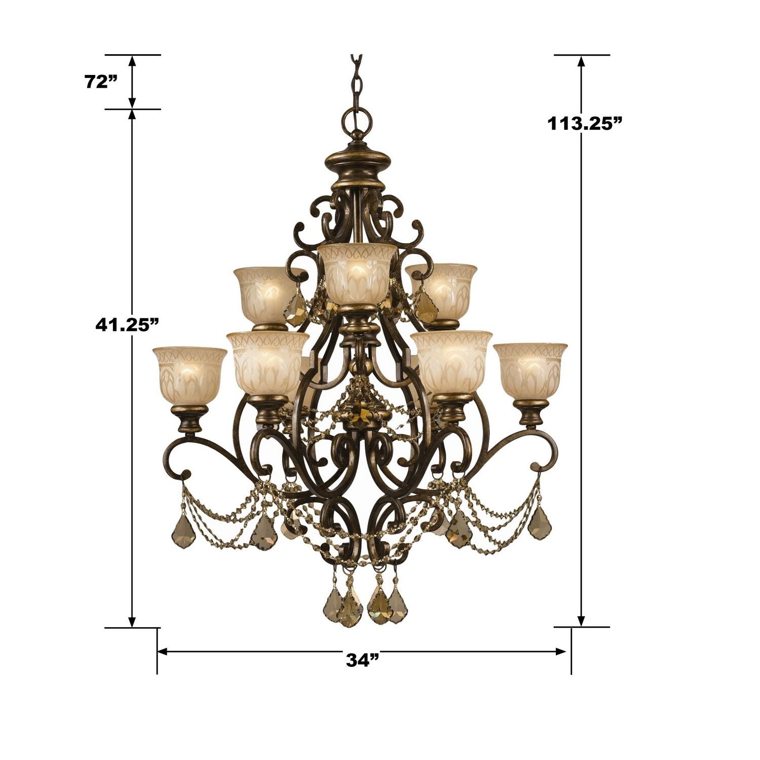 Crystorama - 7509-BU-GT-MWP - Nine Light Chandelier - Norwalk - Bronze Umber