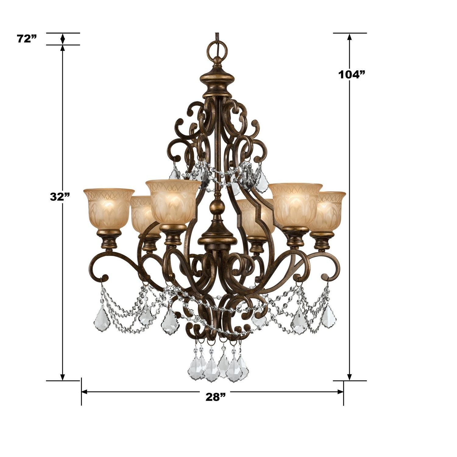 Crystorama - 7516-BU-CL-MWP - Six Light Chandelier - Norwalk - Bronze Umber