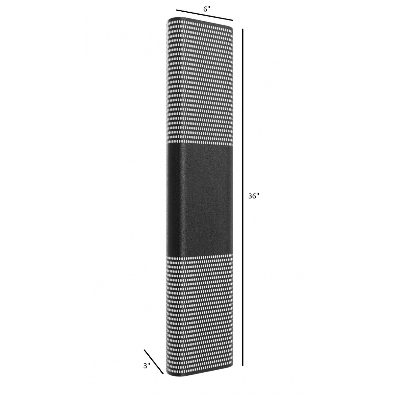 Avenue LED extérieure Murale AV2236-BLK installé sur un mur extérieur en briques, motif lumineux pointillé projeté par des perforations
