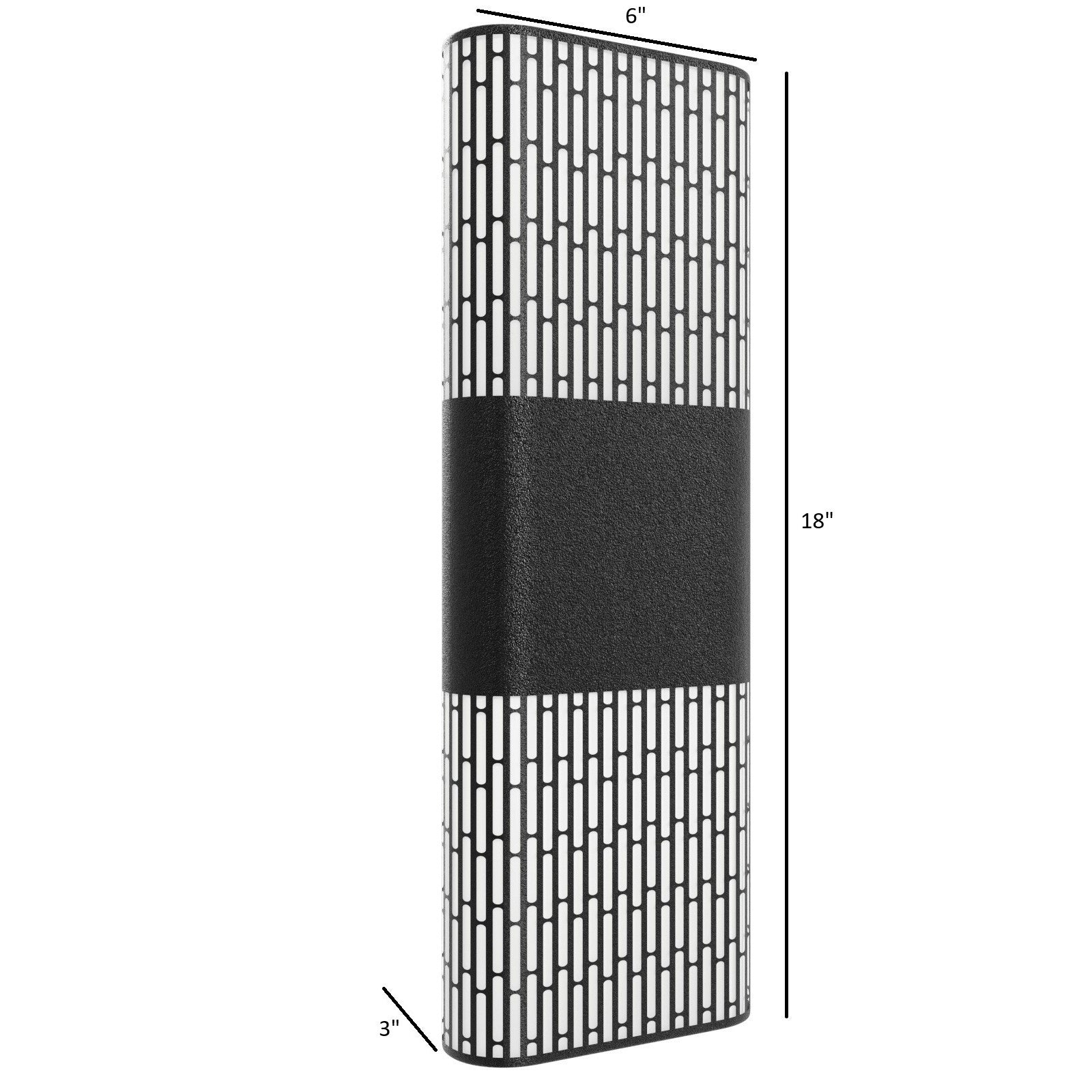 Avenue LED extérieure Murale AV2318-BLK installé sur un mur extérieur en stuc — le motif en treillis projette une ombre tissée sur le mur environnant