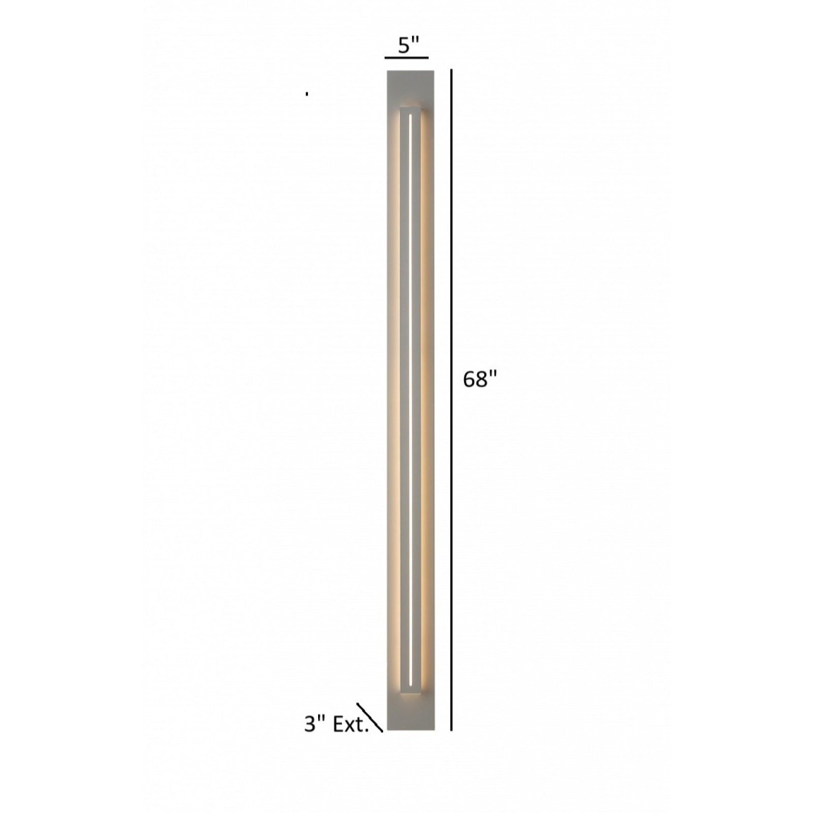 Panneau LED surélevé extérieur Avenue Murale AV3268-SLV - Luminaire argenté de 173 cm (68 po) de hauteur installé dans une entrée de maison moderne, panneau DEL surélevé illuminé