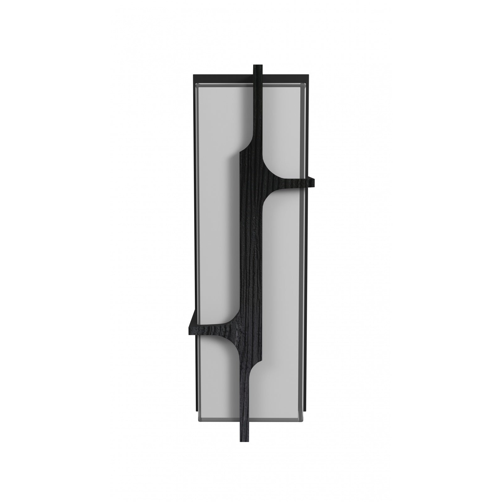 Avenue Outdoor Faux Wood Grain LED Wall Sconce AV2618-BLK front view — 18"H black frame with realistic wood-grain textured front panel, white background
