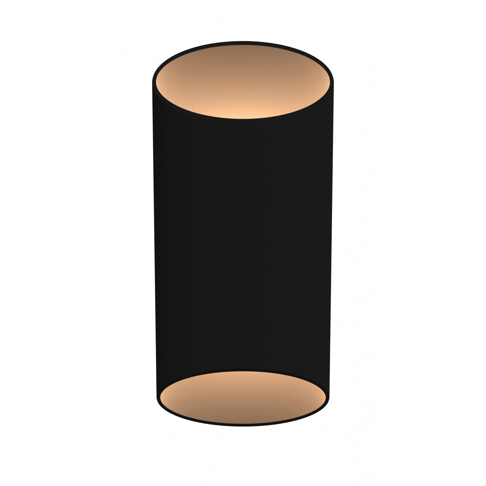 Avenue Cylindrique LED extérieure Murale AV9896-BLK vue de face — Cylindre rond noir mince de 40,6 cm de hauteur sur fond blanc, diamètre de 17,8 cm