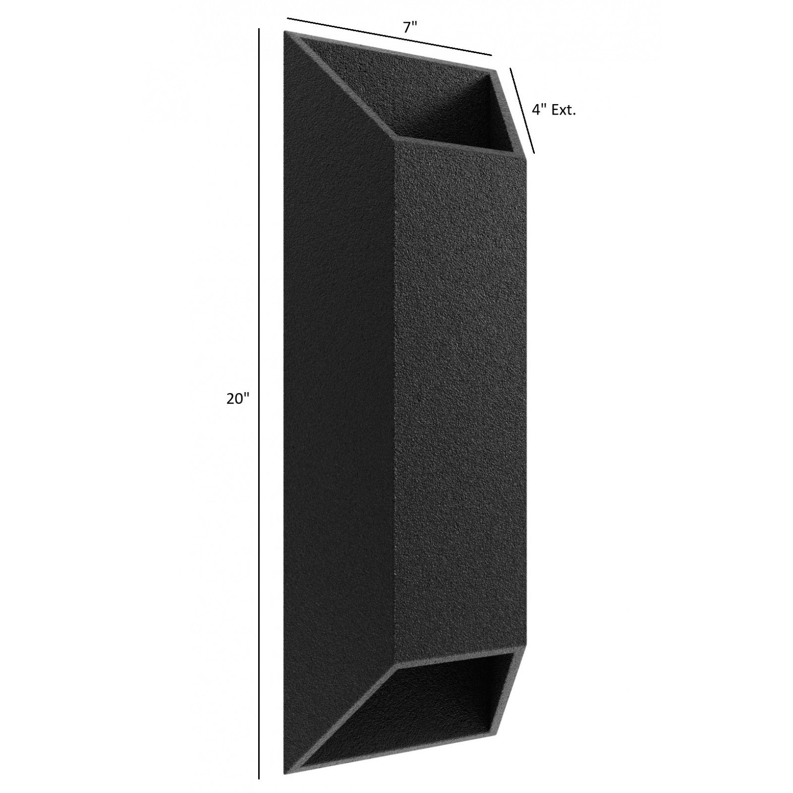 Avenue Outdoor Large Cylindrique LED Murale AV9898-BLK installé à l'extérieur — large cylindre noir projetant une lumière circulaire chaude sur le mur environnant